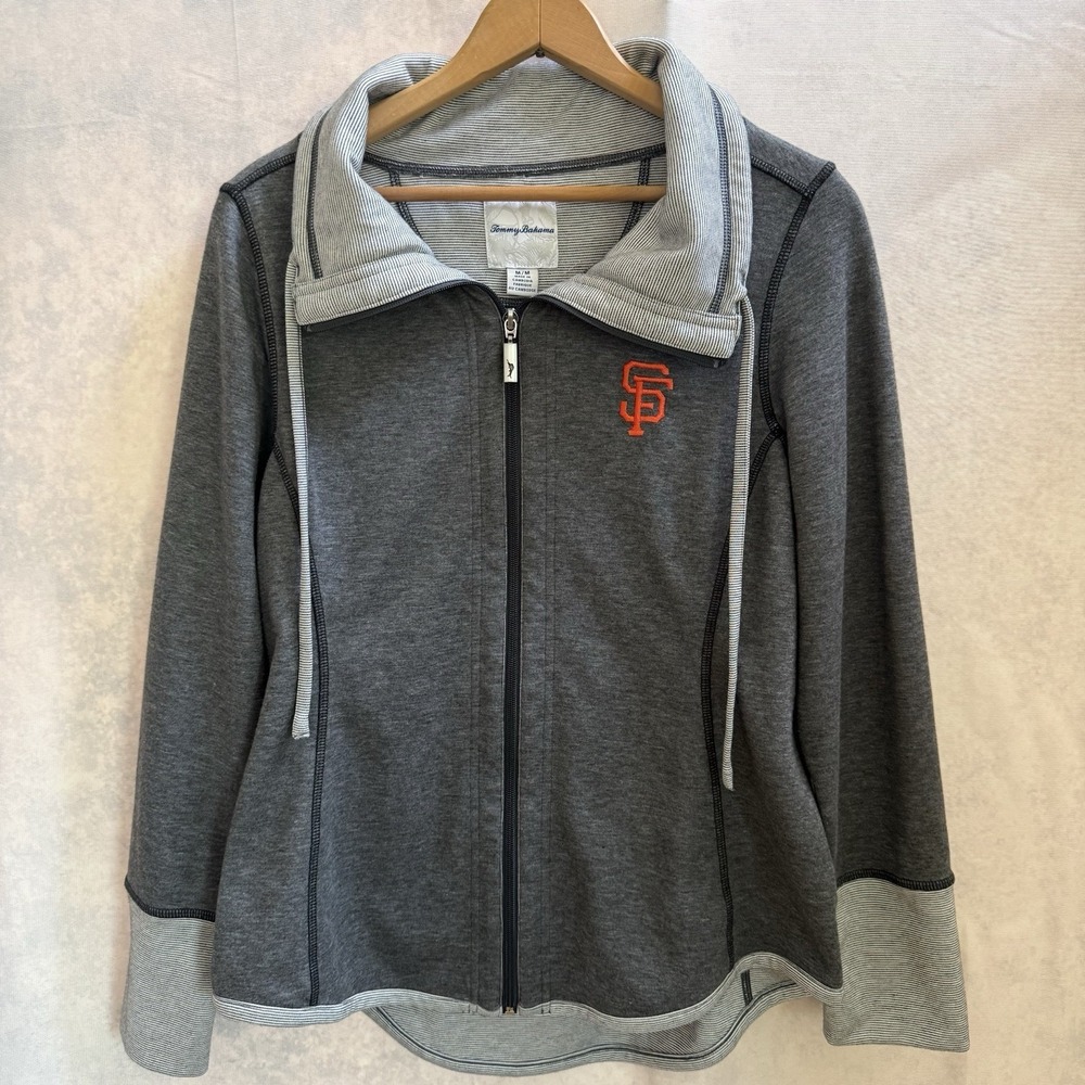 Tommy‎ Bahama San Francisco Giants Jacket Womens Sz M Gray Full Zip Mock Neck
